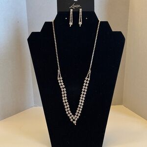 Lovisa Cubic Zirconia Gold Necklace and Earrings